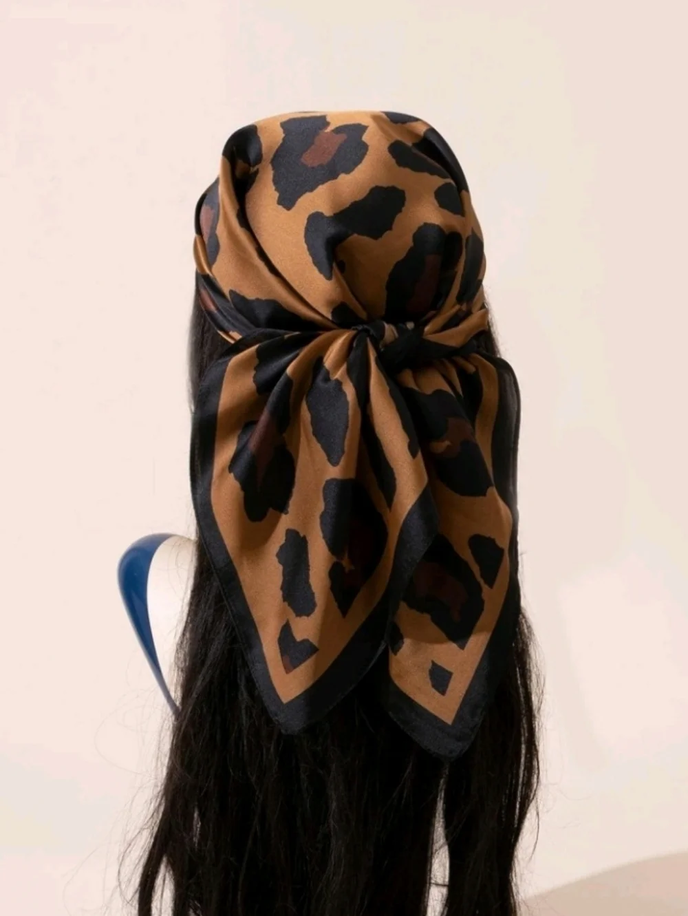 Brown and Black Leopard Print Satin Scarf Summer Beach Travel Vacation Festival